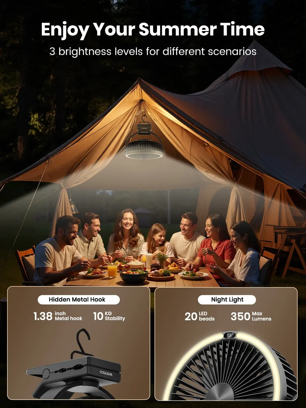 DJ15 3-in-1 Clip Camping Fan (15000mAh), view 7