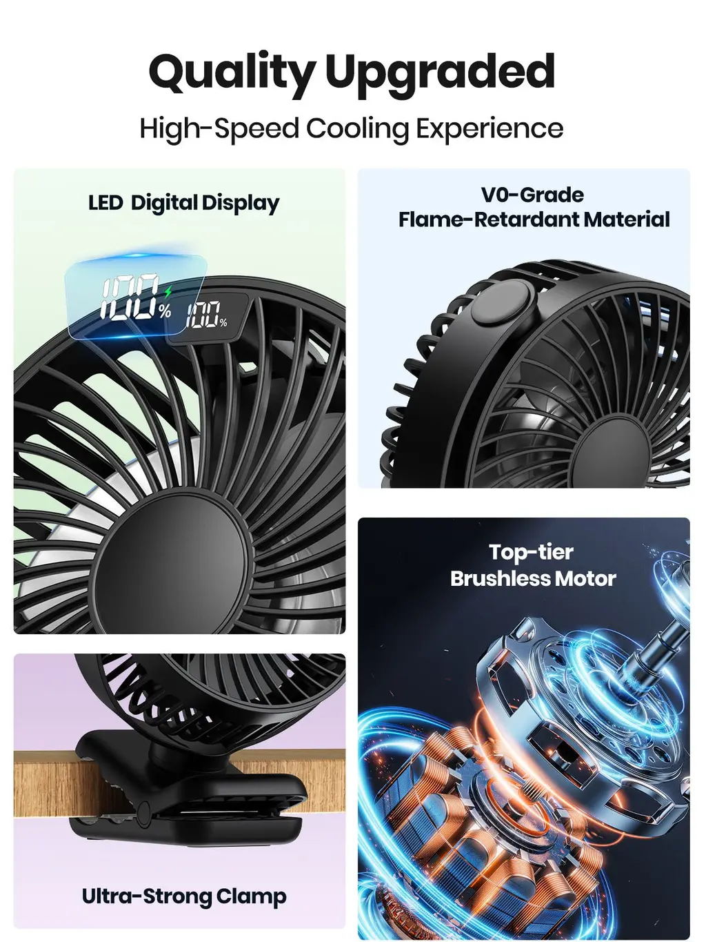 K60B Desk Clip Fan (5000mAh), view 2