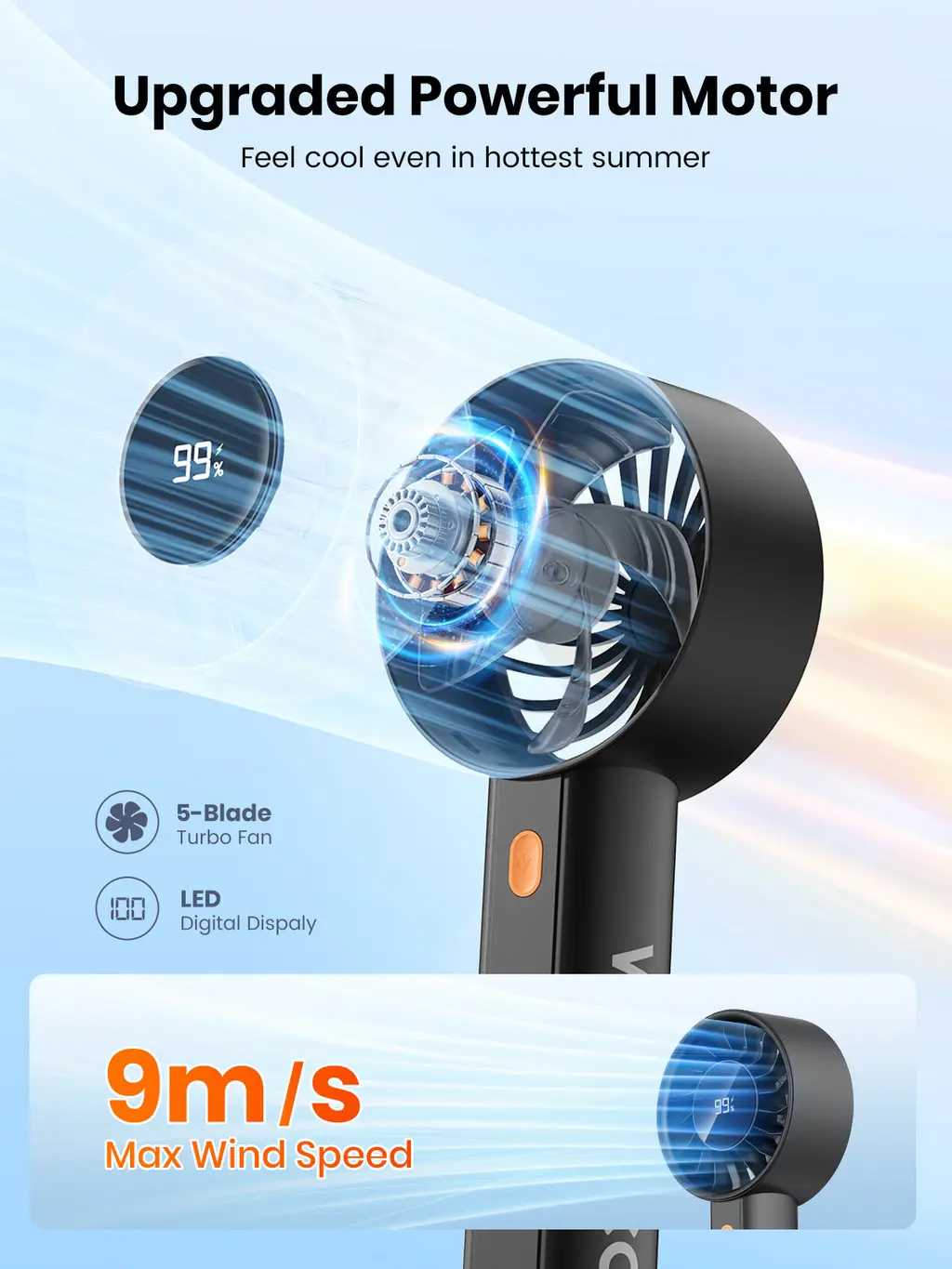HC2 Mini Turbo Handheld Fan (5000mAh), view 2