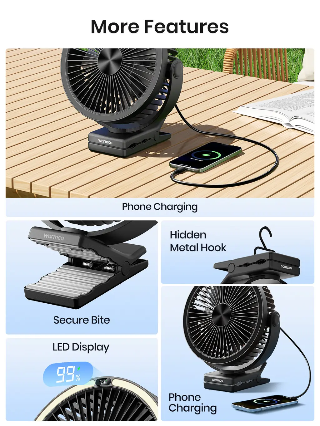 DJ10 3-in-1 Clip Camping Fan (10000mAh), view 6