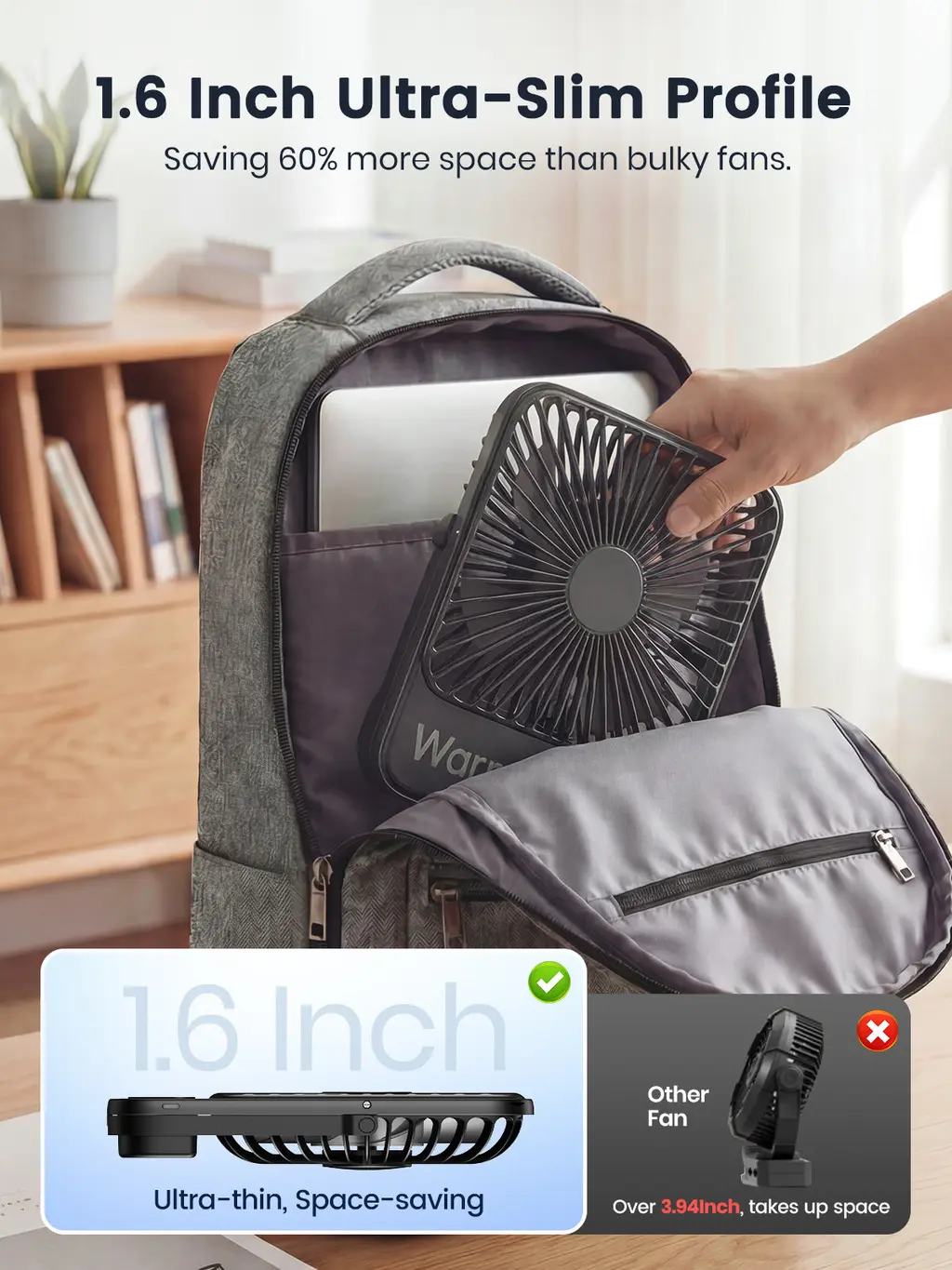 D3 Portable Desk Fan (10000mAh), view 3