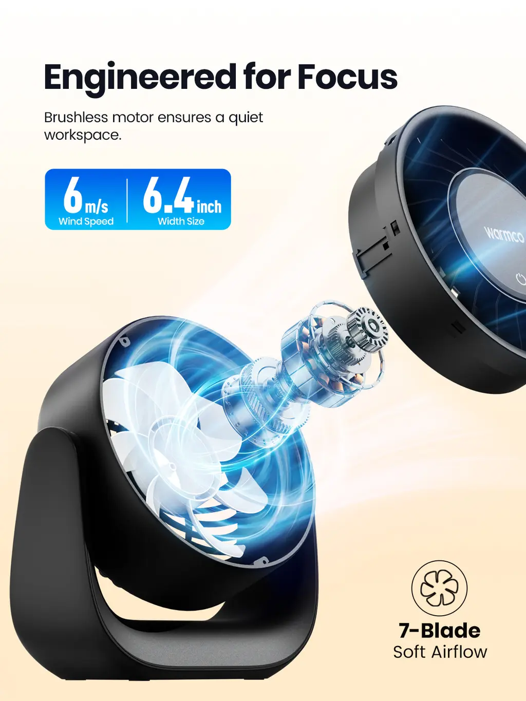 DS1 Quiet USB Desk Fan, view 2