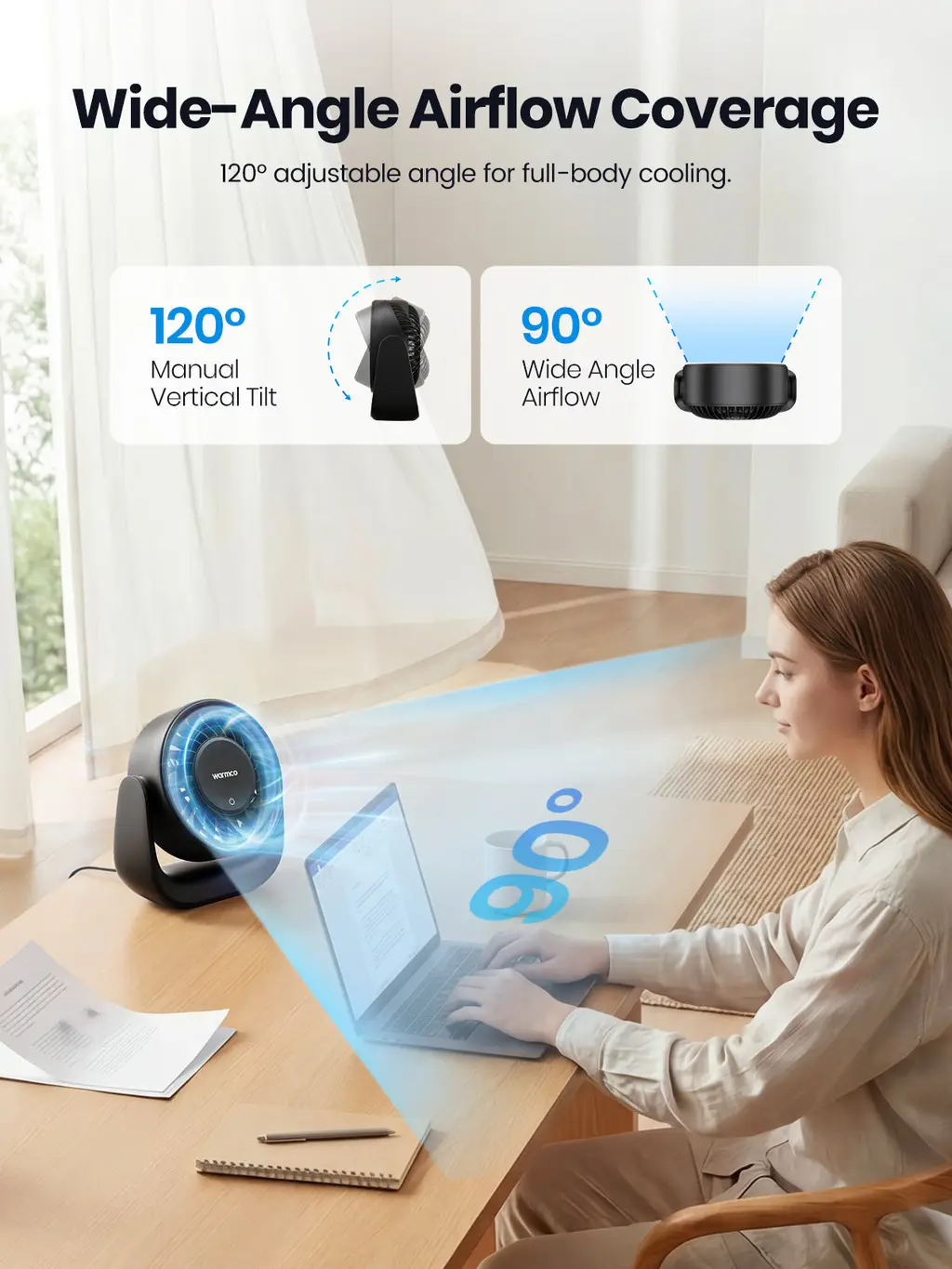 DS1 Quiet USB Desk Fan, view 4