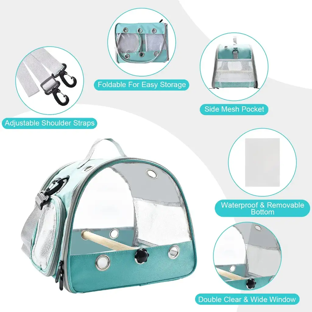 Wildox Bird Carrier Travel Cage Parrot,Portable Pet Bird Parrot green — Wildox
