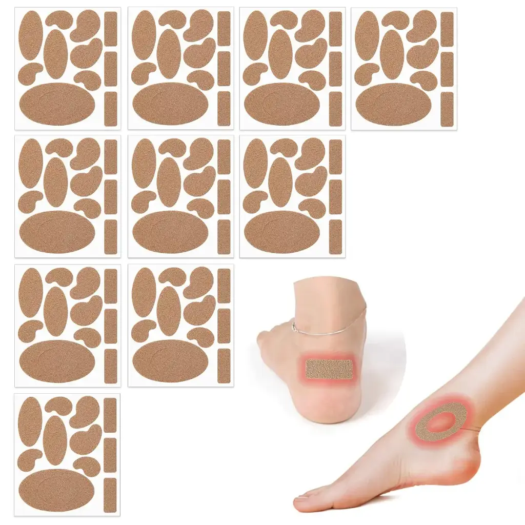 WLLHYF 10 Sheets Moleskin Tape Flannel Adhesive Pads, Moleskin for Feet Heel Stickers Blister Prevention Pads Pre-Cut Adhesive Tape Foot Protection for Heels