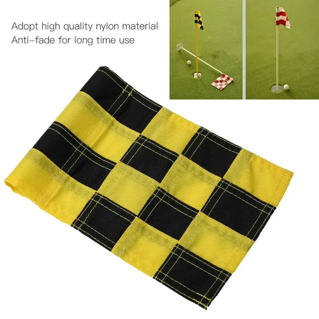 WNSC Golf Flag, Checkered Hole Pole Cup Flags, Nylon for Backyard Outdoor Black,Yellow — Golf