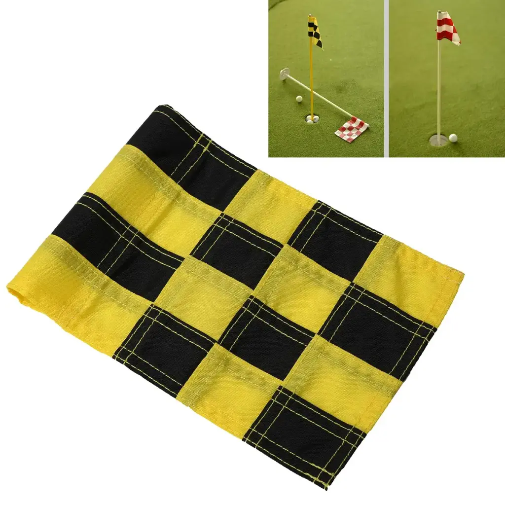 WNSC Golf Flag, Checkered Hole Pole Cup Flags, Nylon for Backyard Outdoor Black,Yellow — Golf