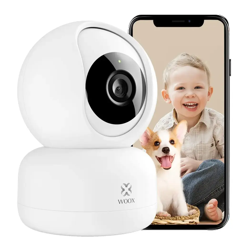 WOOX Security Indoor Camera 1080P Pet Dog Camera with App 360 Baby Monitor with Ultra-HD Night Vision 2-Way Audio and Voice Enhancement Wifi Camera with Motion Detection/&Alerts Work with Alexa White1