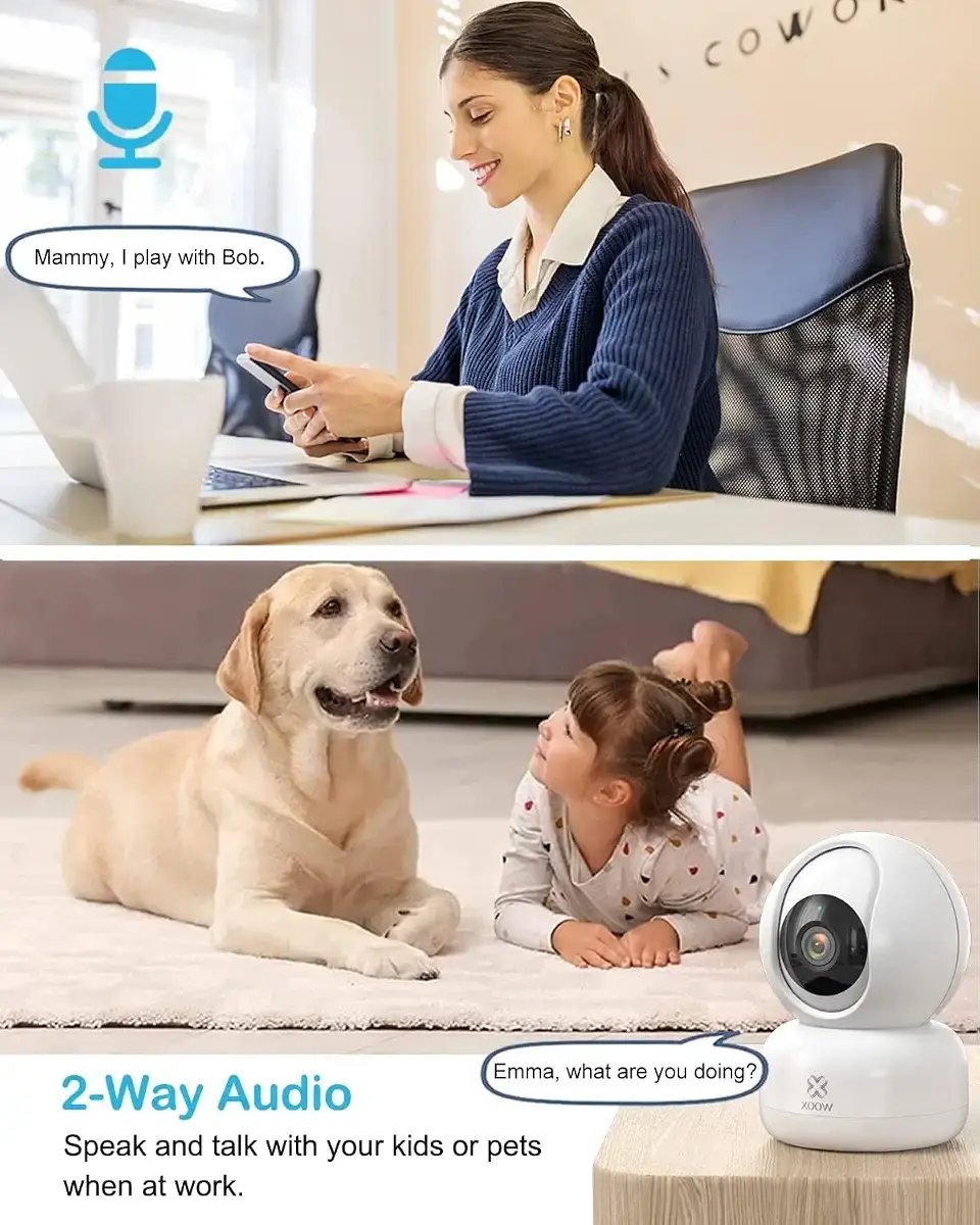 WOOX Security Indoor Camera 1080P Pet Dog Camera with App 360 Baby Monitor with Ultra-HD — WOOX