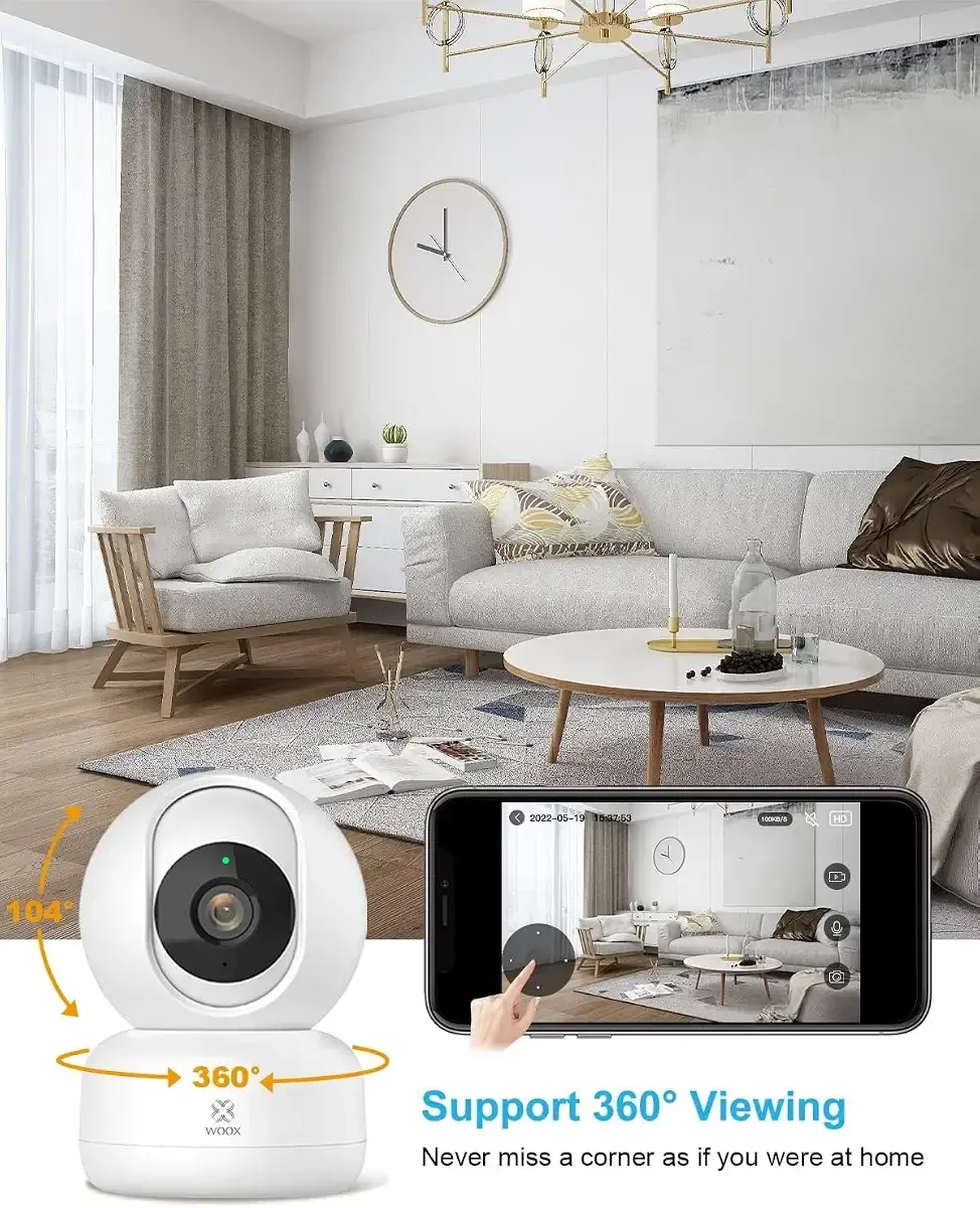 WOOX Security Indoor Camera 1080P Pet Dog Camera with App 360 Baby Monitor with Ultra-HD — Pet