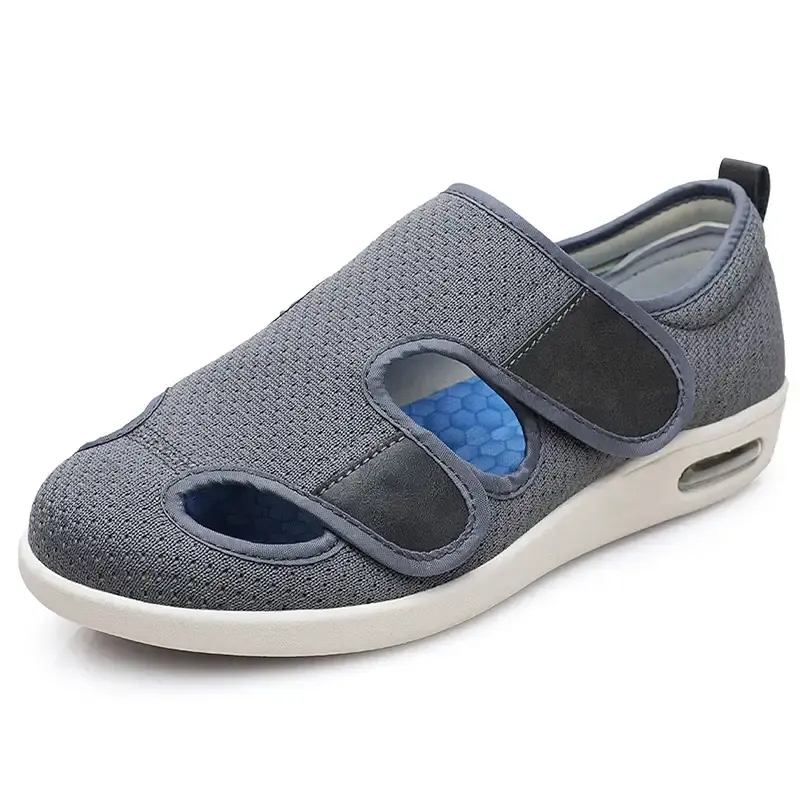 Wygwlg Men's Women Diabetic Shoes Adjustable Edema Comfy Sandal Large Size Plus Fertilizer Widening Paste Shoes for Support Elderly Swollen Feet 9.5 Dark Gray