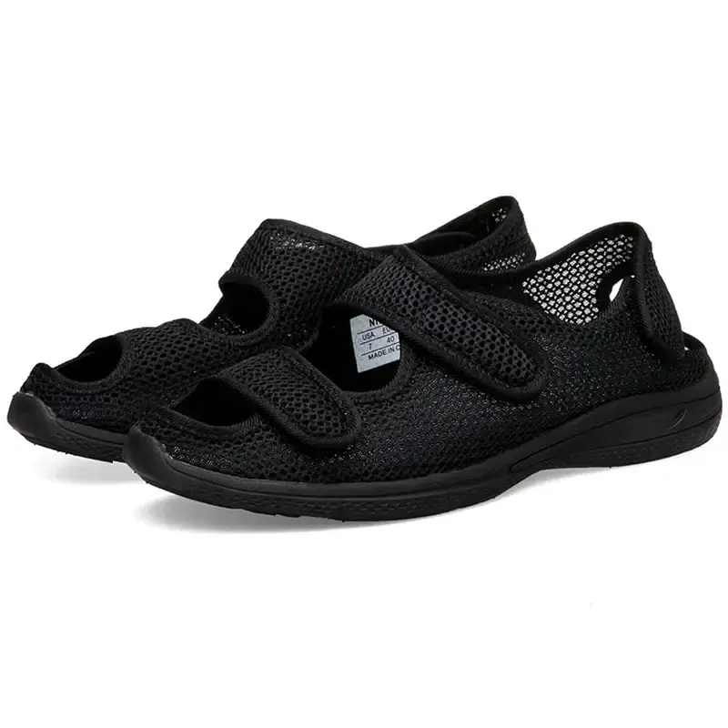 Wygwlg Men Women Gout Foot Swollen Shoes Summer Foot Fat Thumb Eversion Instep Diabetes Shoes for Grandma Grandpa Elderly Can Adjust (Color : Black Size : 10.5) 10.5 Black