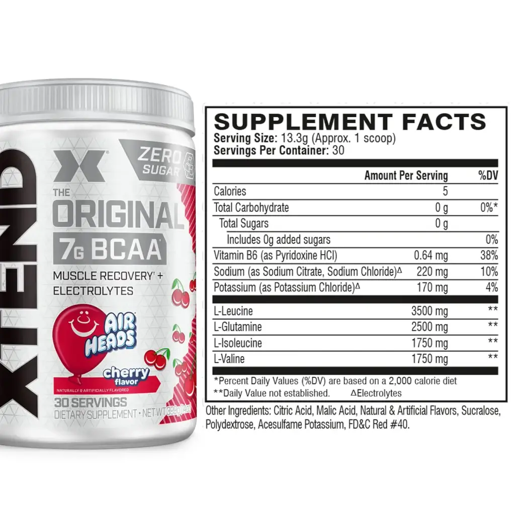 XTEND Original BCAA Powder Airheads Cherry | ZERO CARB ZERO SUGAR - Post Workout Muscle — Sports Nutrition