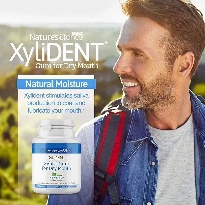 XyliDENT Xylitol Gum for Dry Mouth Relief - Stimulates Saliva, Freshens Breath, Reduces — Oral Care