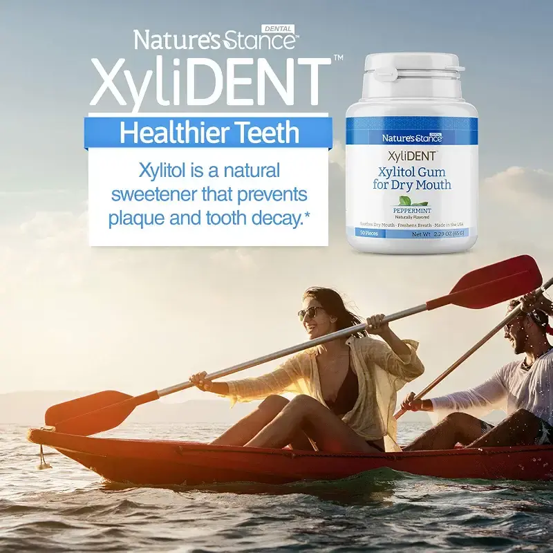 XyliDENT Xylitol Gum for Dry Mouth Relief - Stimulates Saliva, Freshens Breath, Reduces — Mint