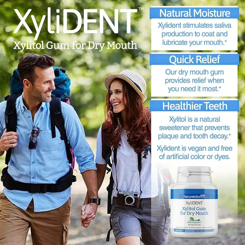 XyliDENT Xylitol Gum for Dry Mouth Relief - Stimulates Saliva, Freshens Breath, Reduces — Oral Care