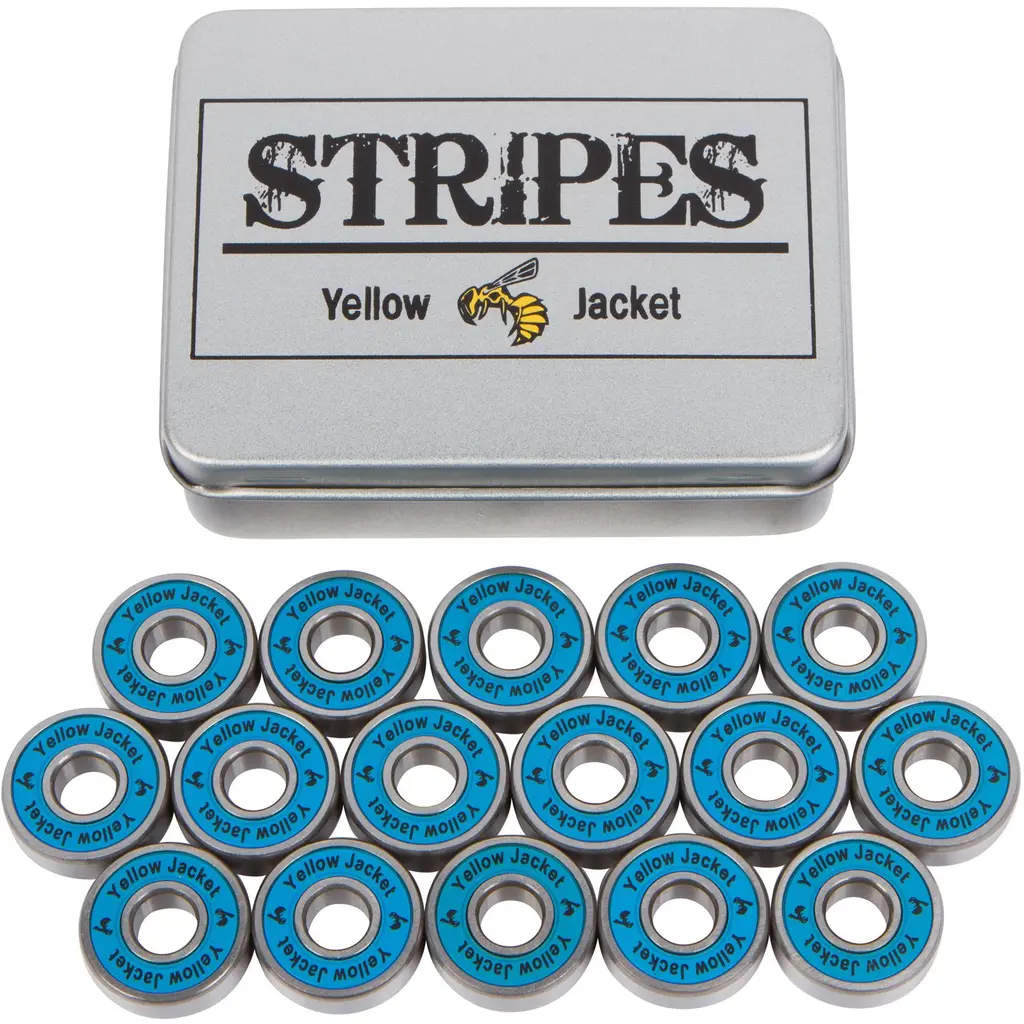 Yellow Jacket Premium Inline Skate Bearings, Roller Skate Bearings, 608, ABEC (Pack of 16) Bomber Blue Stripes - Abec 9