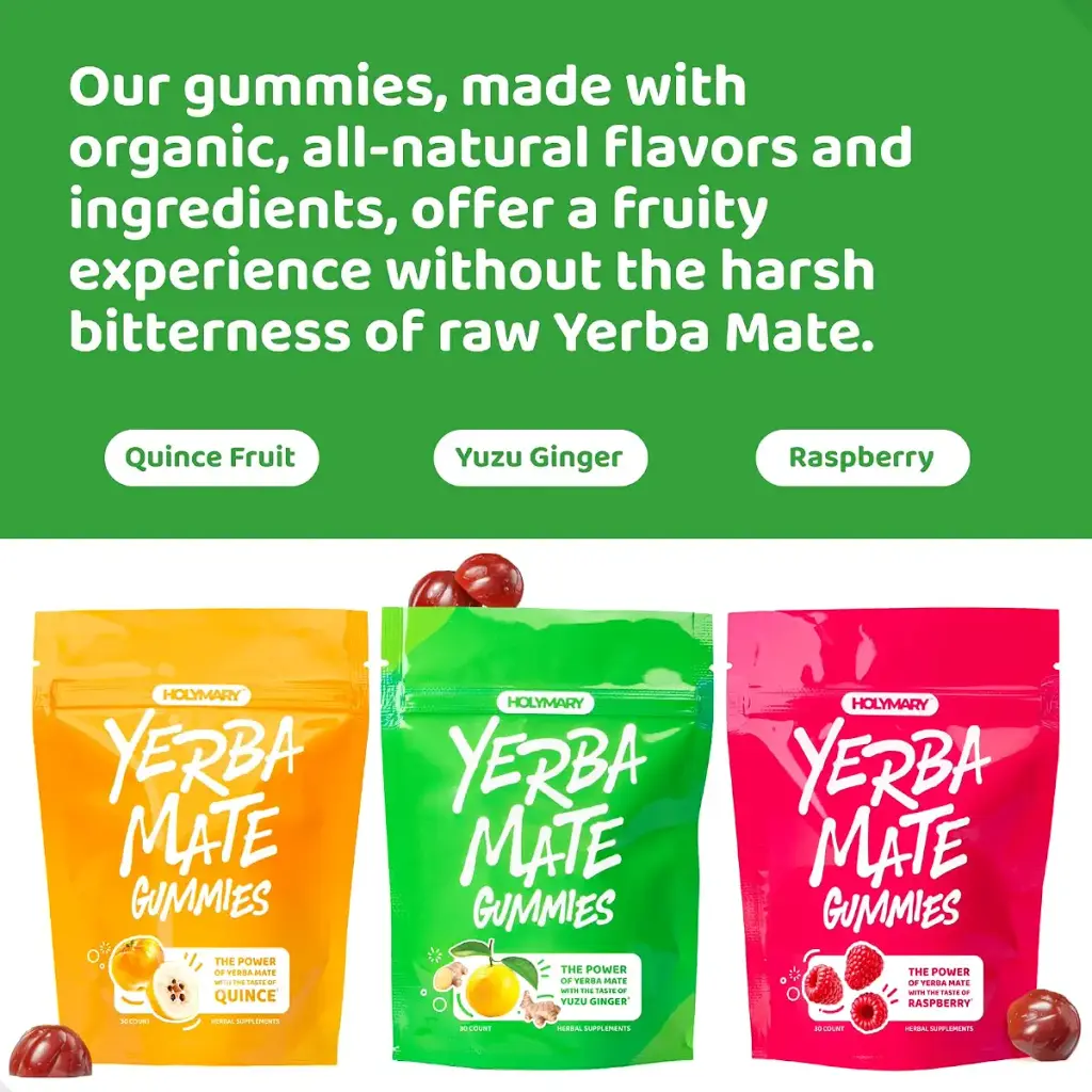 Yerba Mate Gummies Yuzu & Ginger - Made with Real Unroasted Yerba Mate. Free from Added — HOLYMARY