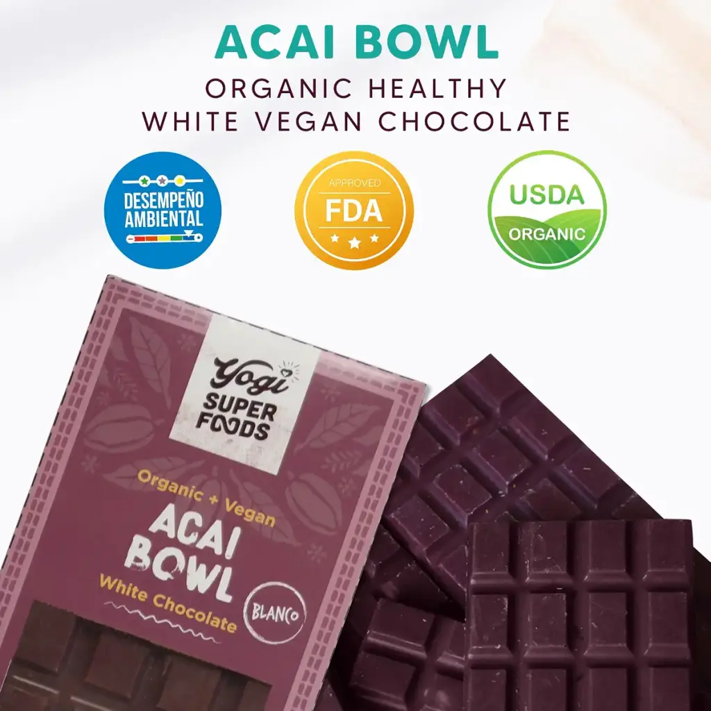 Yogi Super Foods Vegan White Chocolate Acai Bar Healthy & Organic for Energy Boost made — Sports Nutrition