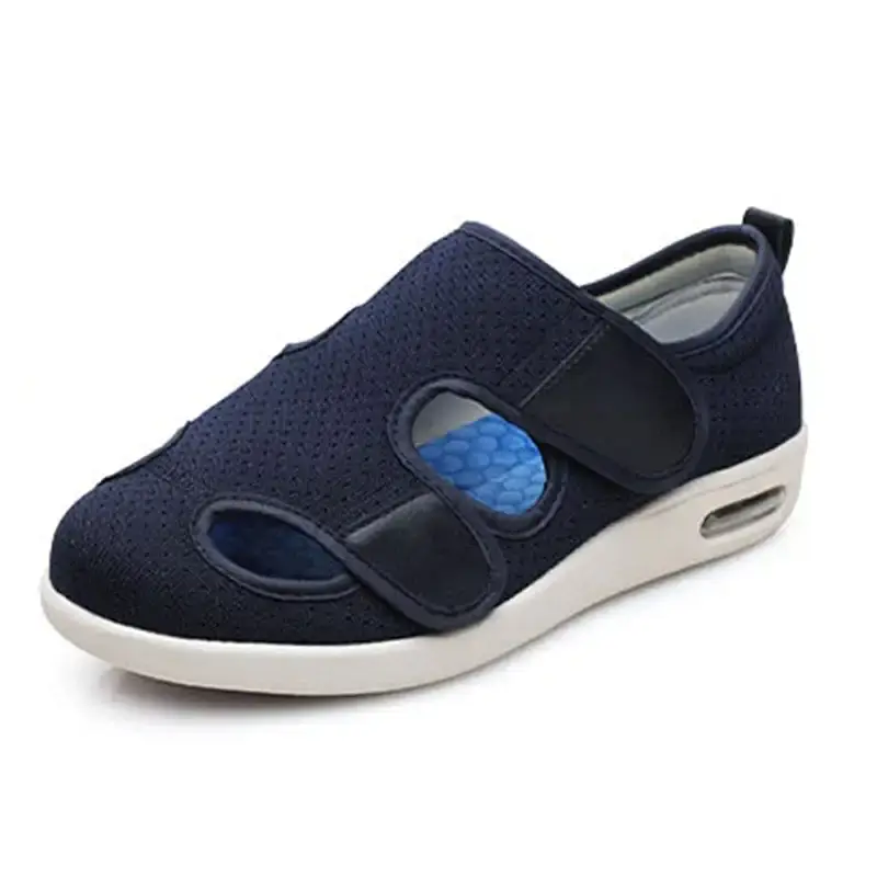 Yytcsjz Men's Diabetic Shoes Comfort Elderly Footwear Cozy Arthritis Edema House Shoes Non Slip Fattening Widening for Swollen Feet Plantar Fasciitis 12 Deep Blue