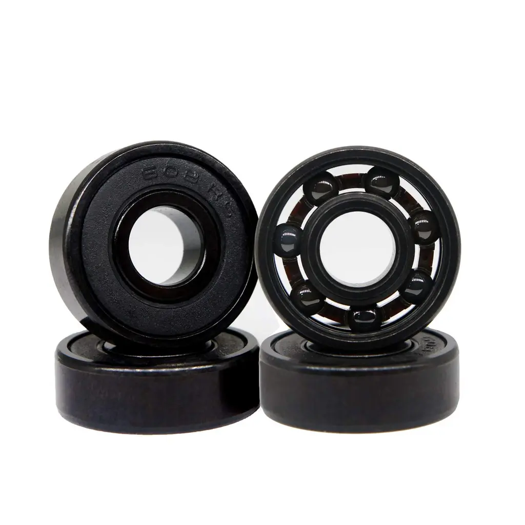 Z-FIRST High Speed 608RS Hybrid Black Ceramic Bearings for Longboard, Inline Skates, Skateboard, Scooters, Skateboard and More (Pack of 4, Black)