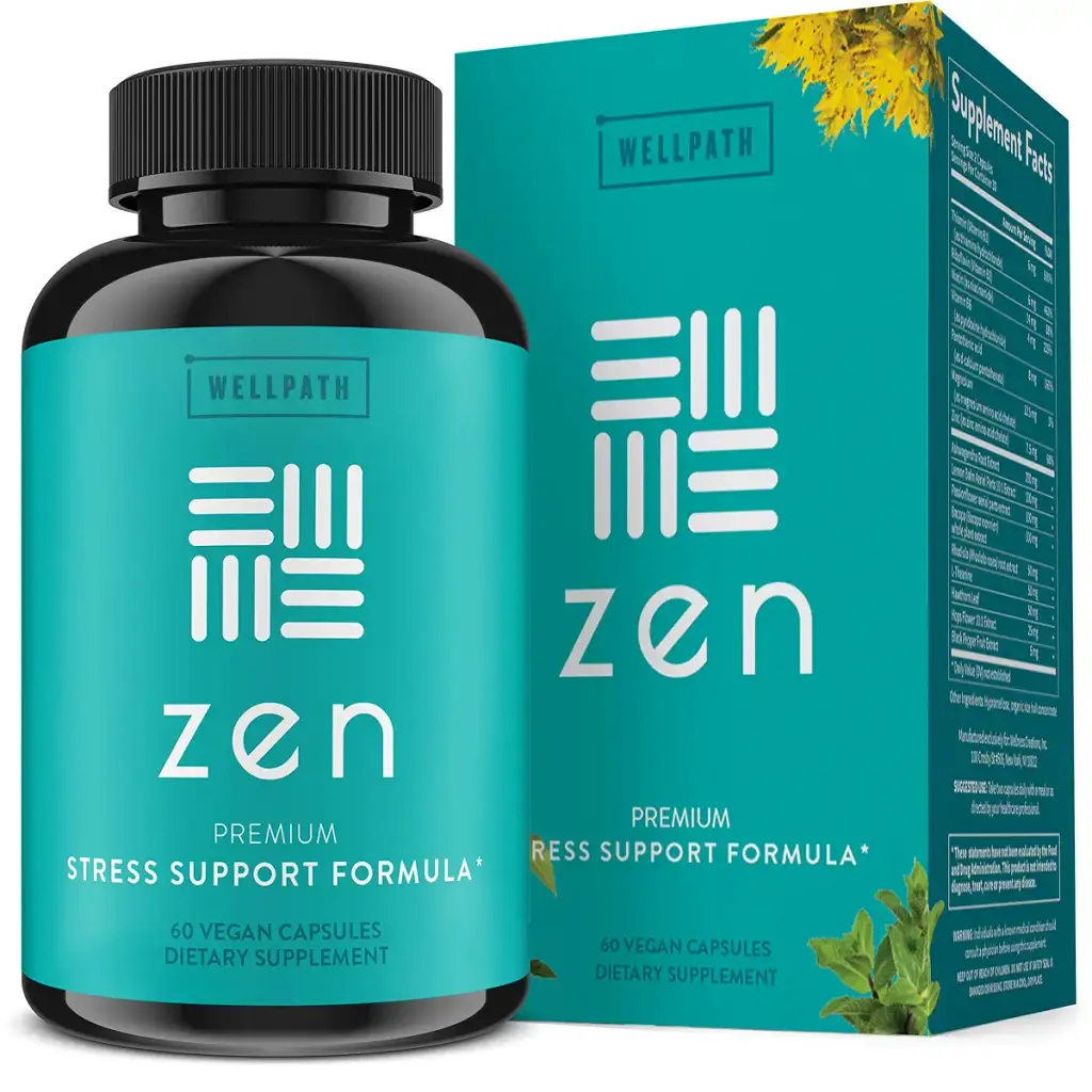 Zen Anxiety and Stress Relief Supplement - Premium Herbal Formula Supporting Calm Mood with Ashwagandha L-Theanine Rhodiola - for Occasional Anxiety - 60 Ct