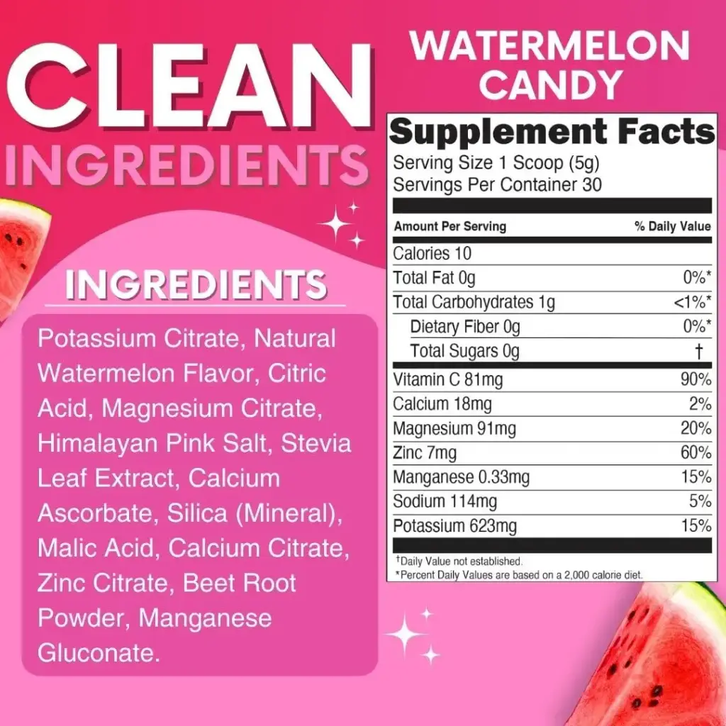 Zero Sugar - Watermelon Candy Electrolytes Powder - Refreshing Hydration - Caffeine Free — Electrolytes
