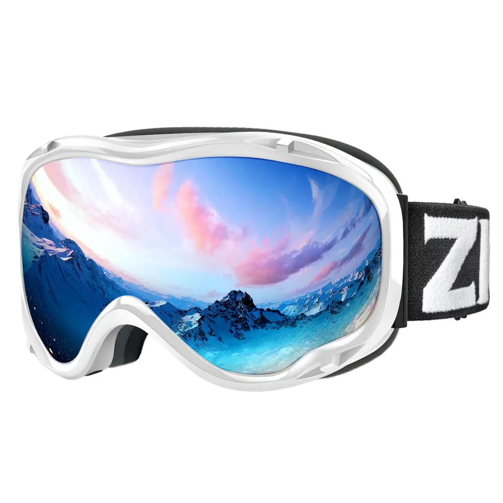 ZIONOR Lagopus Ski Goggles - Snowboard Snow Goggles for Men Women Adult Youth A0-vlt 8.6 White Frame Silver Lens